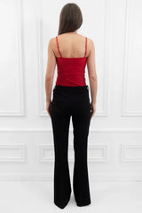 Honor Gold Brooke Red Bow Bandeau Scuba Crepe Top