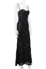 Black Straps Mermaid 3D Flower Dress